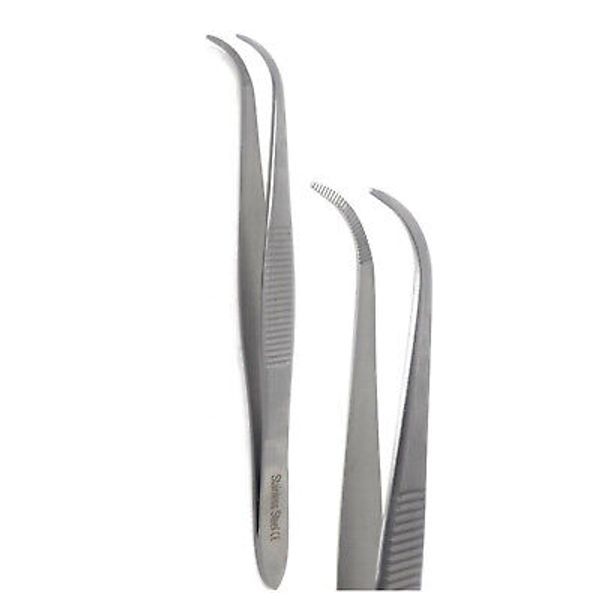 IRIS EYE DRESSING FORCEPS 4" HALF CURVED SURGICAL STAINLESS STEEL INSTRUMENTS