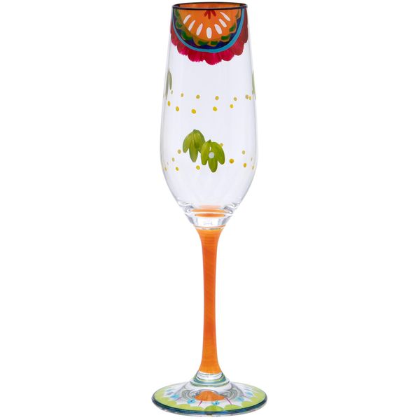 Maturi Hand Painted Patterned Champagne Flute, 220ml, Gift Boxed
