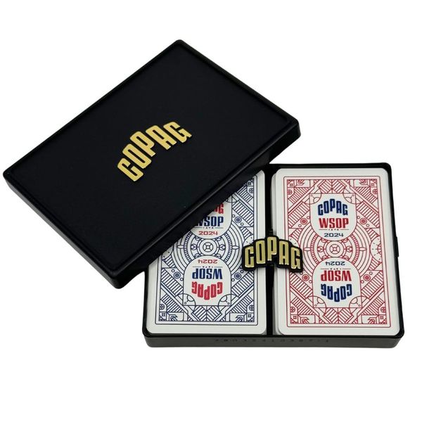 Copag WSOP 2024 Retro Design 100% Plastic Playing Cards - Narrow Size (Bridge) Jumbo Index Blue/Red Double Deck Set