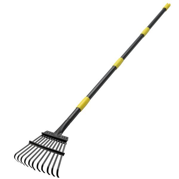 Rake for Leaves,Heavy Duty Garden Leaf Rake for Lawns,60” Long 8.5 Inch Wide Adjustable 11 Tines Sturdy Metal Yard Rake with Non-Slip Comfort Handle…