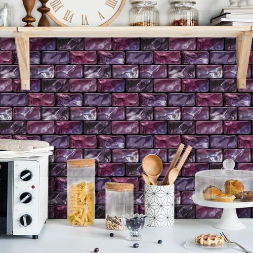 VICCI 12-Sheet Peel and Stick Backsplash Tile Decals 5.91"x11.81" PVC Wall Stickers Self-Adhesive Waterproof Removable for Kitchen Bathroom Laundry Room Decor, Brick Design