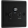 British General NFB67 Nexus Metal Triplex TV/FM/Sat Socket - Black Insert -Matt Black