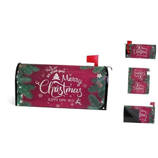 Christmas Mailbox Cover, Magnetic Standard Size, Merry 20.7x18 inch Pattern 6