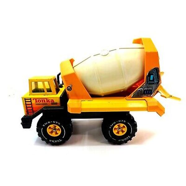 Vintage 1980's TONKA CEMENT MIXER Turbo Diesel Yellow Pressed Steel 23.5" Long