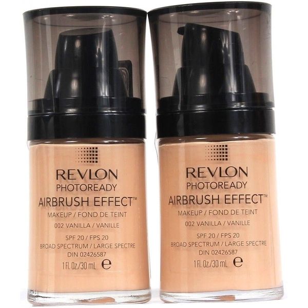 2 Revlon 1 Oz PhotoReady Airbrush Effect SPF 20 002 Vanilla Liquid Foundation