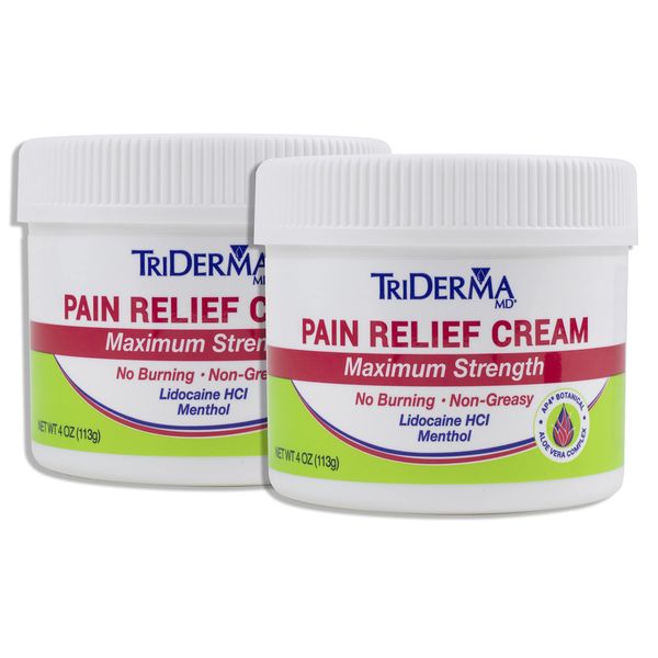 TriDerma Pain Relief Cream (4 Ounces (2 Pack Bundle)