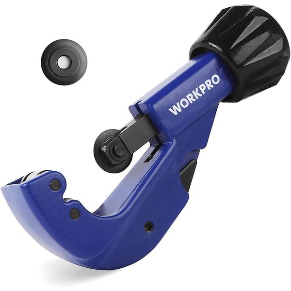 WORKPRO Pipe Cutter, Tube Cutter, Cutting Capacity 0.1 - 1.3 inches (3 - 32 mm), Deburring Function, Zinc Alloy Body, Alloy Steel Blades, Compatible with Copper, Aluminum, and PVC Pipes (1 Replacement