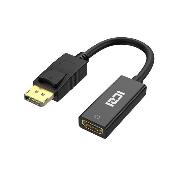 ICZI DisplayPort to HDMI Adapter Supports 4K Resolution with Gold Plated Connector Support UHD 3840x2160 Only Convert DisplayPort to HDMI DP to HDMI Adapter for HP, Dell, Lenovo and More (Black)