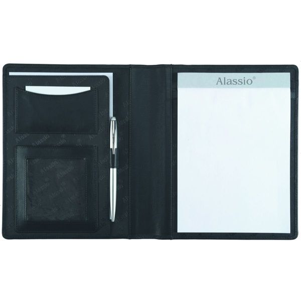 Alassio Bormio 43004 A5 Writing Case Imitation Leather Document Folder Black Conference Folder Approx. 23 x 18 x 2 cm, Folder for A5 documents, with pad and A5 Slip Pocket