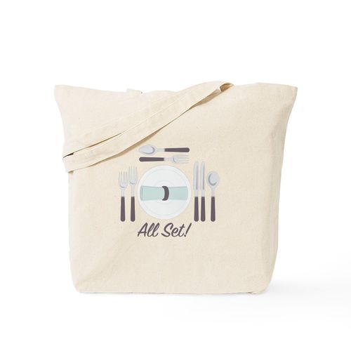 CafePress All Set Utensils Tote Bag Reusable Natural Beige Canvas Shopping Bag
