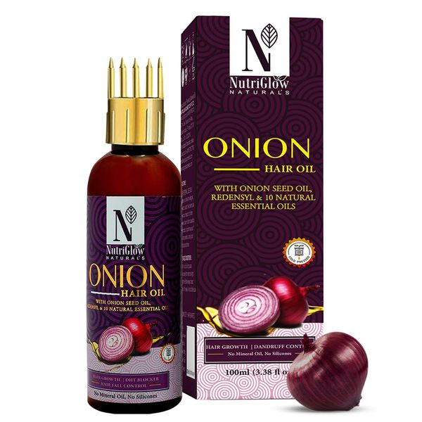 NUTRIGLOW NATURAL'S Onion Hair Oil With Red Onion Seed Oil For Hair Growth, Hair Fall Control, Dandruff Free Hair, Fall Hair Oil, 100ml