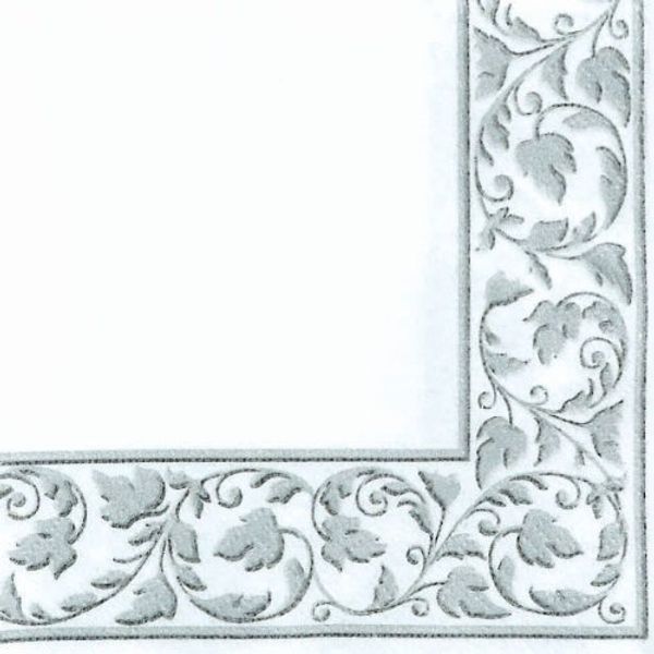 White Beverage Napkins with Silver trim