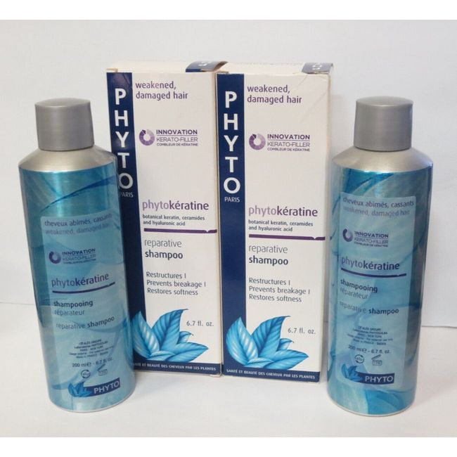 PHYTO PHYTOKERATINE REPARATIVE SHAMPOO 6.7 OZ BOXED (2 PC LOT)