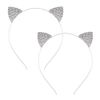 2 Pcs Cat Ears Headband Halloween Rhinestone Kitty Hair Hoops Crystal Cat Kitten Ears Headpiece Hairband Hair Bands Women Christmas Party Decoration Cosplay Costume Handmade Cute Hair Accessories