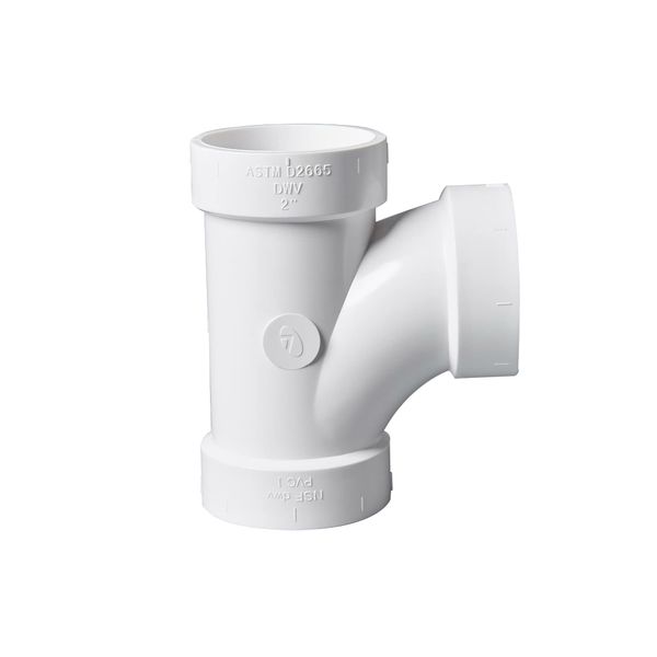 Rainbow Dream 2 Inch DWV PVC Tee Pipe Fitting Adapter - 2 pcs, White