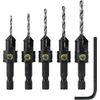 5 Piece Snappy Tools Countersink Drill Bit Set For Wood Plugs Usa Made