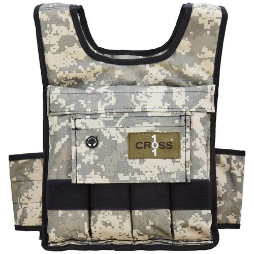 CROSS101 Adjustable Camouflage Weighted Vest with Shoulder Pads, 20 lb