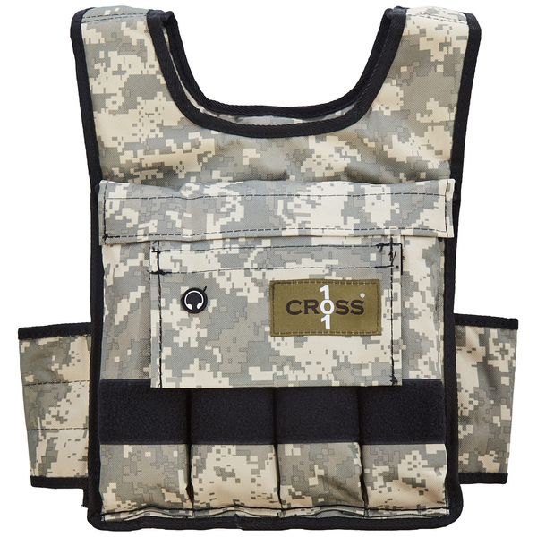 CROSS101 Adjustable Camouflage Weighted Vest with Shoulder Pads, 20 lb