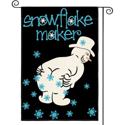 Snowman Snowflake Maker Garden Flag 12x18 inch, Home Christmas Winter Snowman Outdoor Garden Flag decoration -A