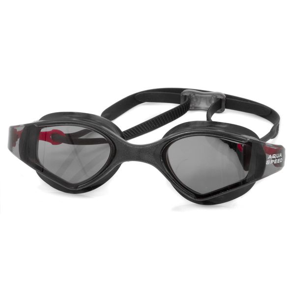 Aqua Speed® Blade Schwimmbrille | Antibeschlag- und UV-Schutz | Ultrafast Schnallensystem | Silikonband | Schutzhülle, Farbe:Black/red/Black Tinted Lens