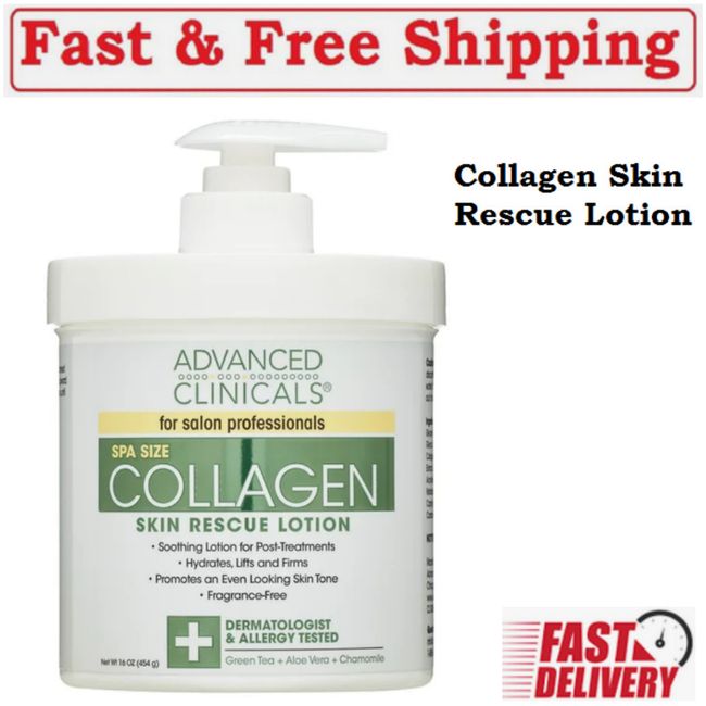 Advanced Clinicals Collagen Lotion Hydrating Body Cream for Hands, Face 16 fl oz