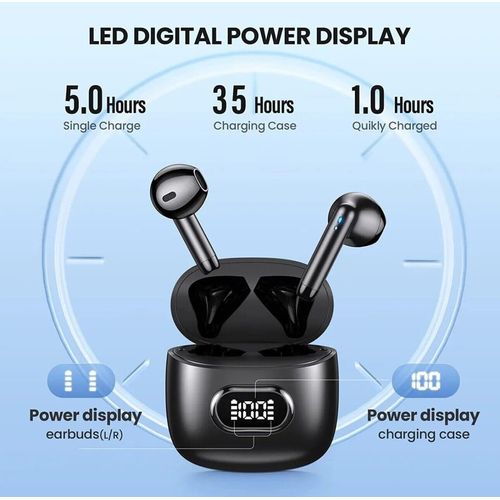SGNICS for Motorola Moto G Power 5G (2024) - Bluetooth 5.3 Ear Buds LED Power Display Headphones Bass Stereo, Earbuds in-Ear Noise Cancelling Mic, 40H Playback Mini Case IP7 Waterproof