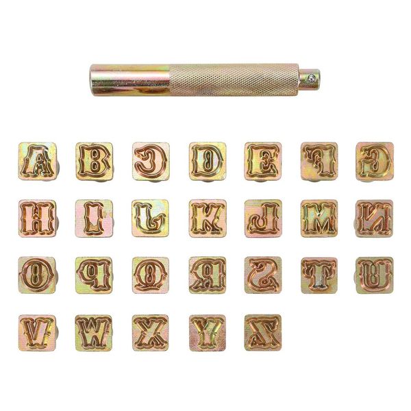 Yoption 27Pcs Metal Letter Stamps Punch Set 13mm, A-Z Alphabet Steel Stamps Tool for Leather Craft Belt Bag Hat Shoes Marking