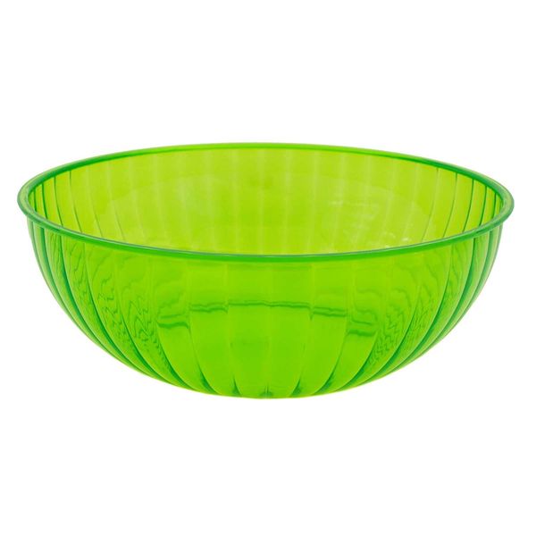 Party Essentials N192675 Heavy Duty Brights Plastic Large Serving Bowl, 192-Ounce Capacity, Neon Green (Case of 6)