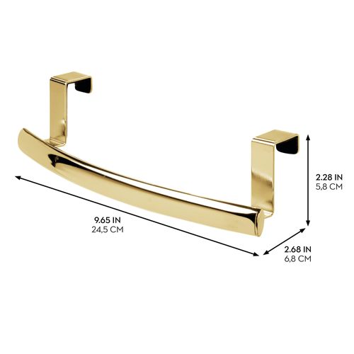 iDesign 10-inch Curved Over-The-Cabinet Towel Bar - Soft Brass