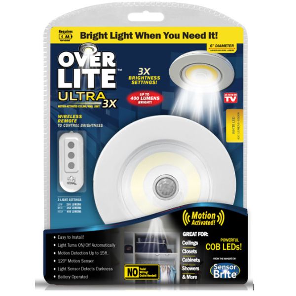 Over Lite Ultra - Overhead Motion Activated LED Light Remote Control Brightness 