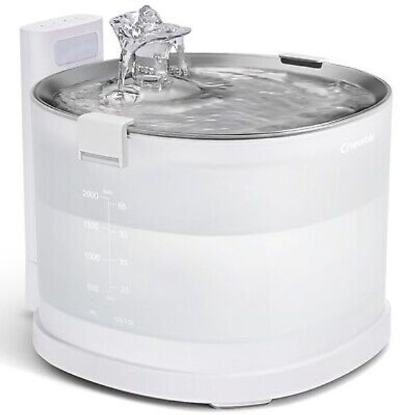 Water Fountain Automatic Pet Water Dispenser for Cats Dogs Stainless Steel Tray