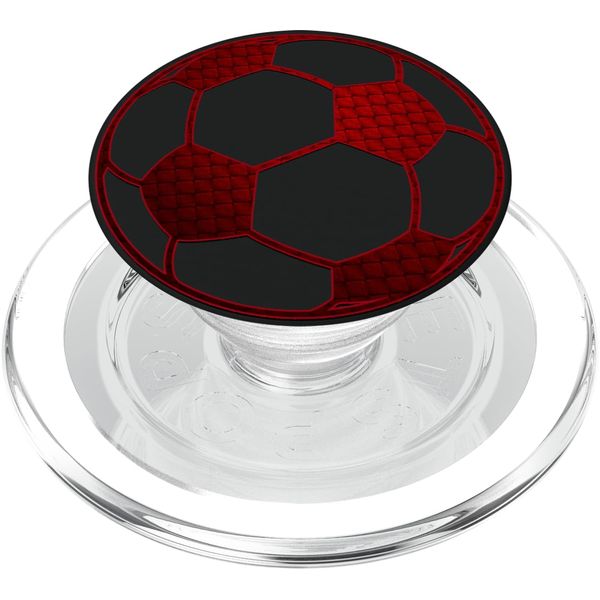 Red Soccer Ball On a Black PopSockets PopGrip for MagSafe