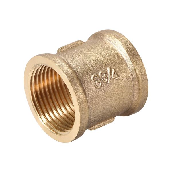 uxcell Brass Cast Pipe Fitting Coupling Hex Nipple Coupler G Female Thread Gold Tone G3/4 x G3/4 (1 Piece)