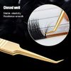NAGARAKU Tweezers for Eyelash Extensions Gold Curved Angled Volume Cluster Super Light Weight Easy Fanning Tweezers Stainless Steel Precision (N-07)
