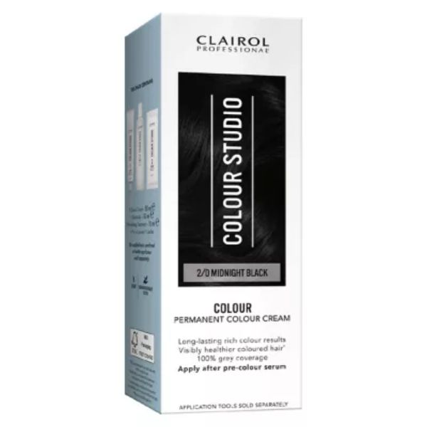 Clairol Colour Studio Step 2 Permanent Colour Cream 2/0 Midnight Black 50ml