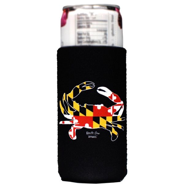 Maryland Full Flag Crab (Black) / Slim Can Cooler - Black / 1