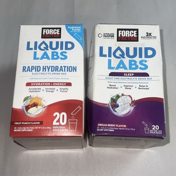 Force Factor Liquid Labs Sleep and Energy Electrolyte Berry and Fruit Punch