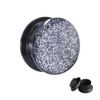 Treuheld® | Silver / Black Glitter Ear Plug - Sizes: 3 mm - 30 mm | with Thread - Piercing Flesh Tunnel Plug with Glitter Made of Plastic (Acrylic - Plastic) for Screwing - Women and Men - Rhinestone,