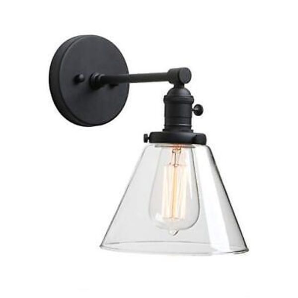 Industrial Wall Sconce Light Single Light Wall Lamp with 7.3 Inches Cone Black