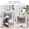 Top Exit Cat Litter Box with Tray Foldable Large Kitty Litter Boxes Toilet Clean