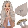 Hetto Nano Human Hair Extensions Platinum Blonde Human Hair Nano Extensions Real Remy Hair Nano Beads Extensions Long Straight #60 50Strands 22Inch 50g