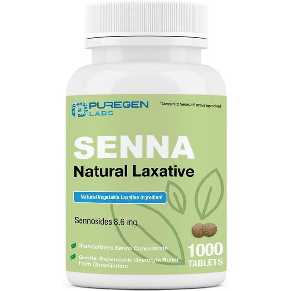 Puregen Senna Natural Vegetable Laxative 1000 Tablets Constipation Relief 1PK