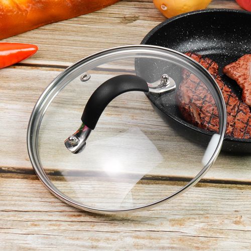 LC LICTOP 7" Tempered Glass Lid Cookware Cover 304 Stainless Steel Rim for 7-Inch Pot or Pan (Arc Handle)
