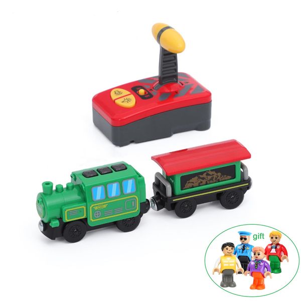 HANQIANN Battery Operated Train Set for Wooden Train Track,Electric Magnetic Locomotive Train Set Remote Control Train Vehicles Toy with Figures for Toddlers