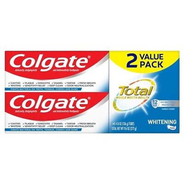 Colgate Total Whitening Toothpaste Whitening 2 pack 4.8 oz, box open