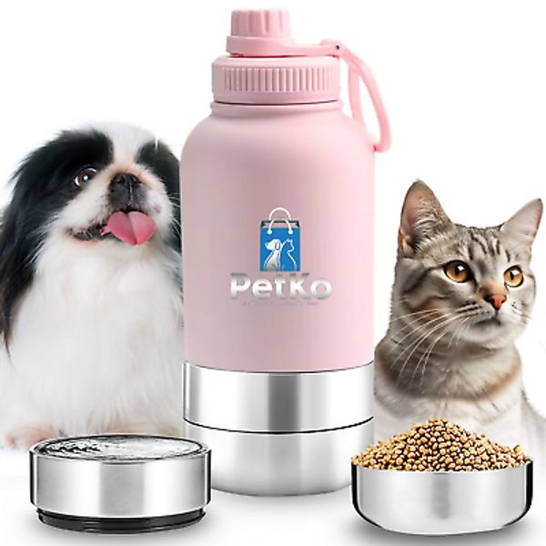 Petko 3in1 Portable 32oz Pet Water bottle, water bowl, and Pet Feeder.