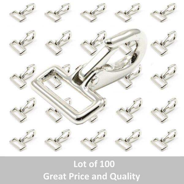 1" Solid Eye Snap Hook for Webbing - Nickle Plated - Awning Clips {LOT OF 100}