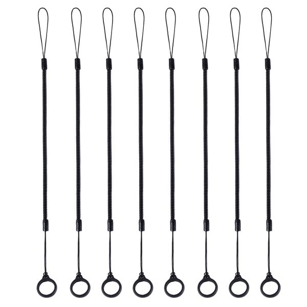 8pcs Elastic Lanyard Tether, Retractable Spring Coil Strap with Anti-Lose Rings Pen Coil Lanyard Cord Clipboard Pen Leash for Tethering Drawing Stylus to Touchscreen