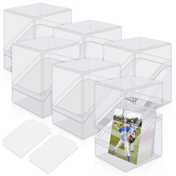 Mlikero Card Deck Cases, 6 Pack Acrylic Card Box for Trading Cards,Sturdy Card Storage Boxes Holding 100+ Sleeved Cards with 6 Dividers,Clear Card Storage Boxes fit for MTG, Sport Cards…