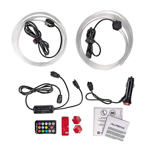 Alpena - CyberGlow Automotive Interior Trim RGB LED Lights for Car, Ambient Lighting Kit with Adhesive Strips and Wireless Remote, Customizable Interior Car Lights, Comes with 2 Strips, 12V, 7 Ft